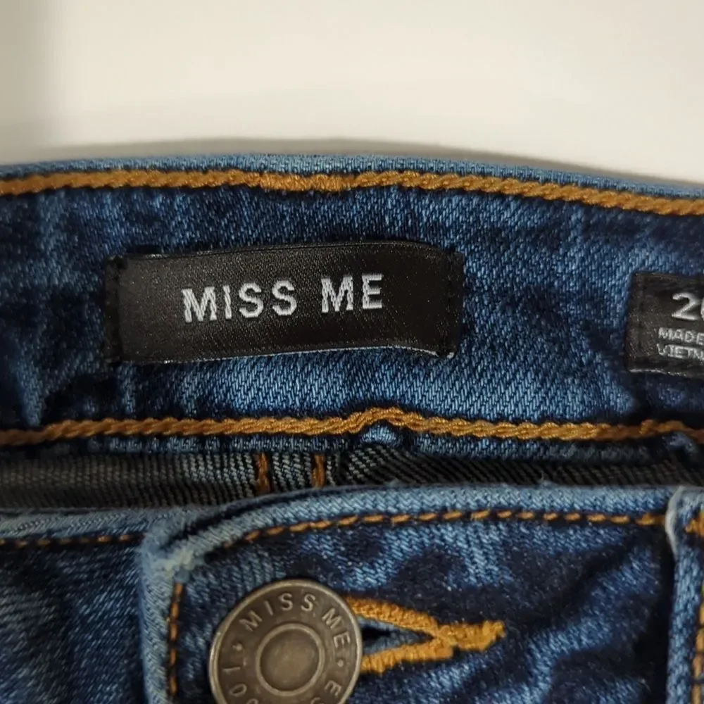 Miss Me Womens Jeans 26 Blue‎ Ankle Skinny Distressed Tiny Gems Embellished